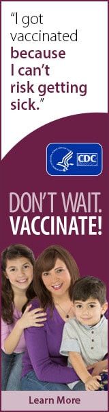 I got vaccinated because I can't risk getting sick. Don't wait. Vaccinate! CDC, Learn More