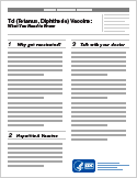 Td Vac Injection Td (Tetanus, Diphtheria) Vaccine VIS | Vaccines & Immunizations | CDC
