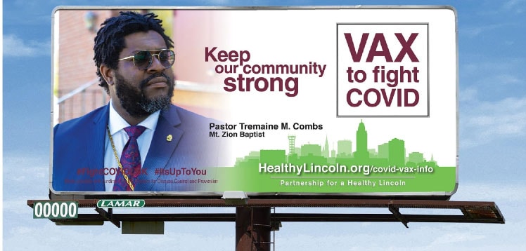 Billboard promoting COVID-19 vaccine.