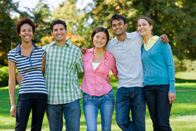 Group of adults standing outside