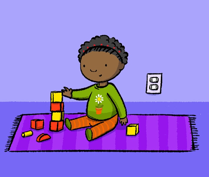 Illustration of child playing with blocks