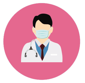 Illustration of a healthcare provider with a mask on.