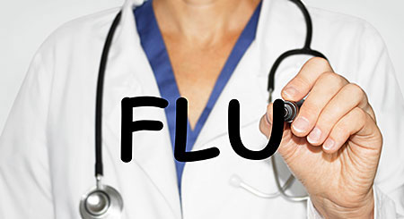 doctor writing flu
