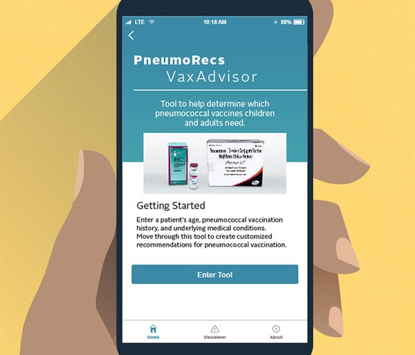 PneumoRecs VaxAdvisor Mobile App for Vaccine Providers.