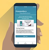 PneumoRecs Vax Advisor app for phone