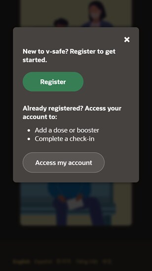COVID-19 v-safe - how to register - screenshot