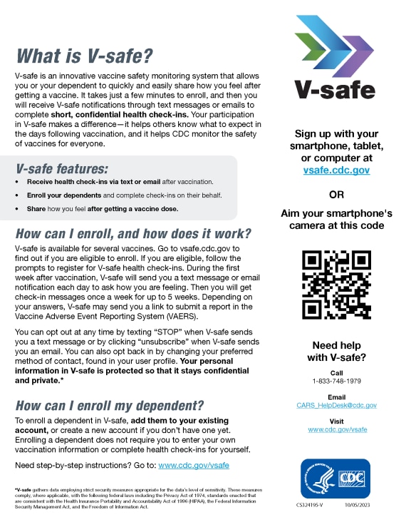 V-safe 8.5 x 11 Information Sheet