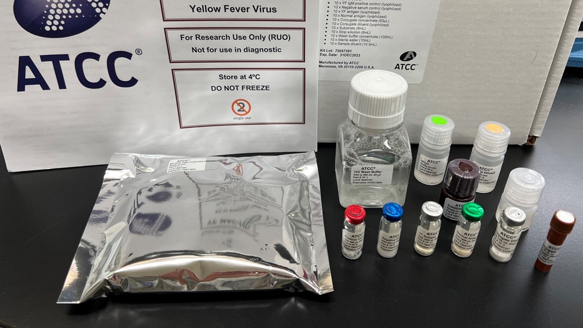 Photo of a yellow fever virus MAC-ELISA kit