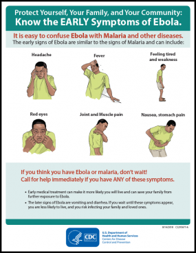 Ebola Early Symptoms Poster-English Print Version