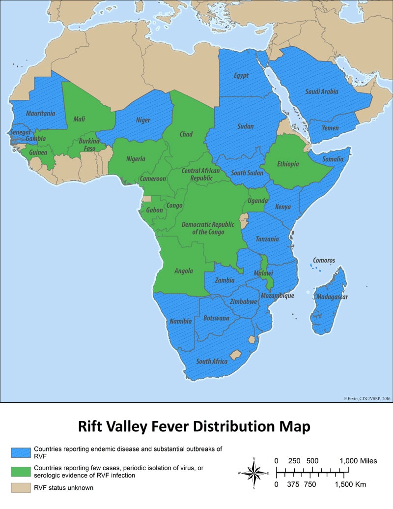 Rift Valley Fever Distribution MapRift Valley Fever Distribution Map