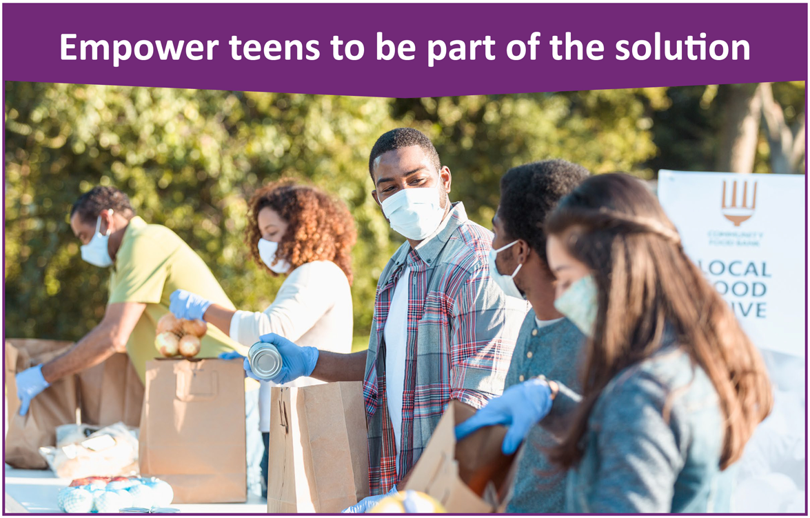 Image shows teens working together at a recycling drive