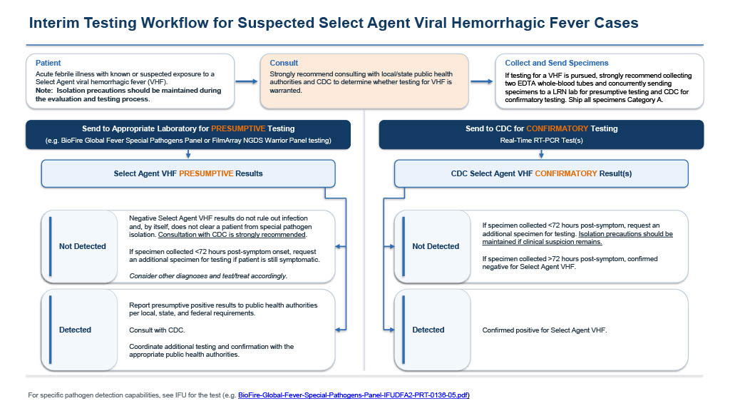 workflow for clinical teams if a patient is suspected of having a VHF