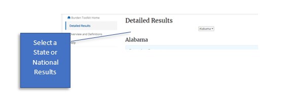 Detailed page screenshot showing selection of state results