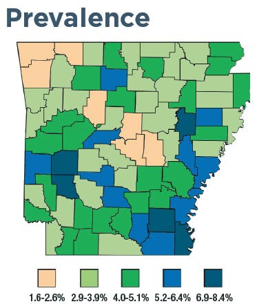 Arkansas prevalence map 