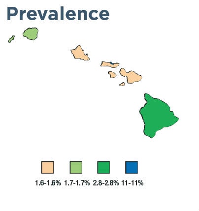 Hawaii prevalence map