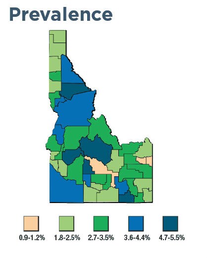 Idaho prevalence map