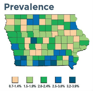 Iowa prevalence map