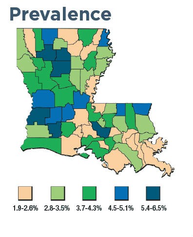 Louisiana prevalence map
