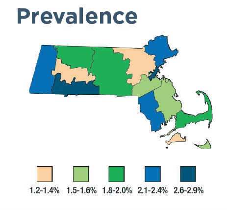Massachusetts prevalence map