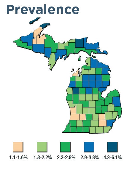 Michigan prevalence map 