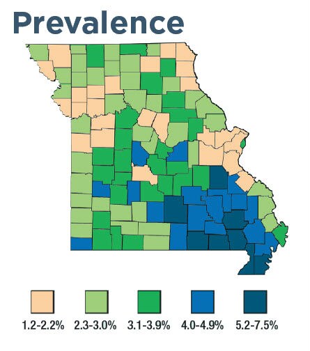 Missouri prevalence map