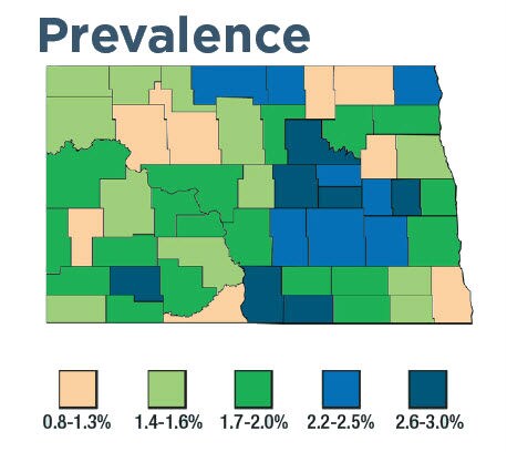 North Dakota prevalence map