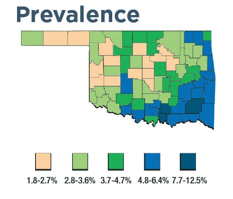 Oklahoma prevalence map