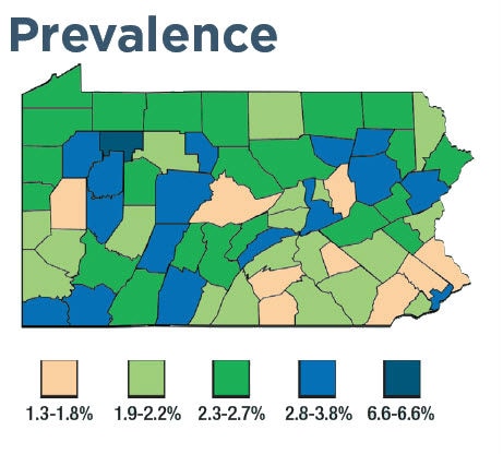 Pennsylvania prevalence map