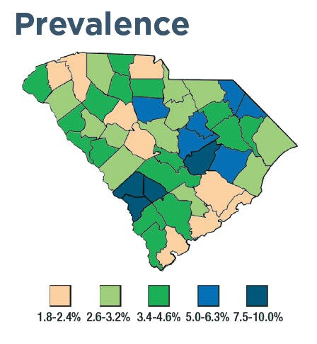 South Carolina prevalence map