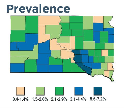 South Dakota prevalence map