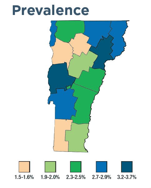 Vermont prevalence map