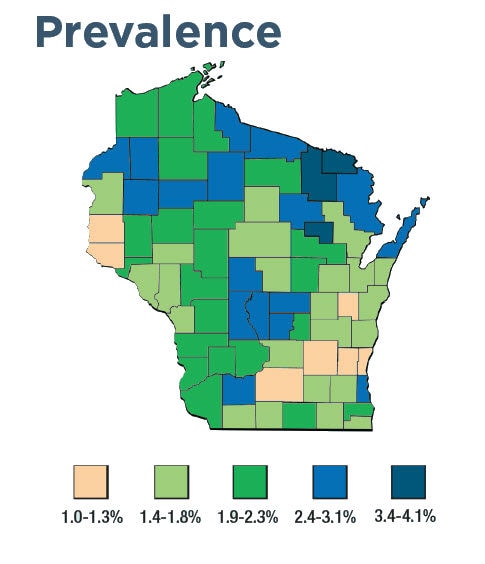Wisconsin prevalence map