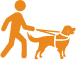 Icon of a visually impaired person with a service dog  