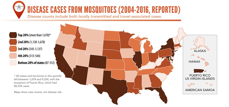 Graphic: Disease cases from mosquitoes (2004-2016, reported) 