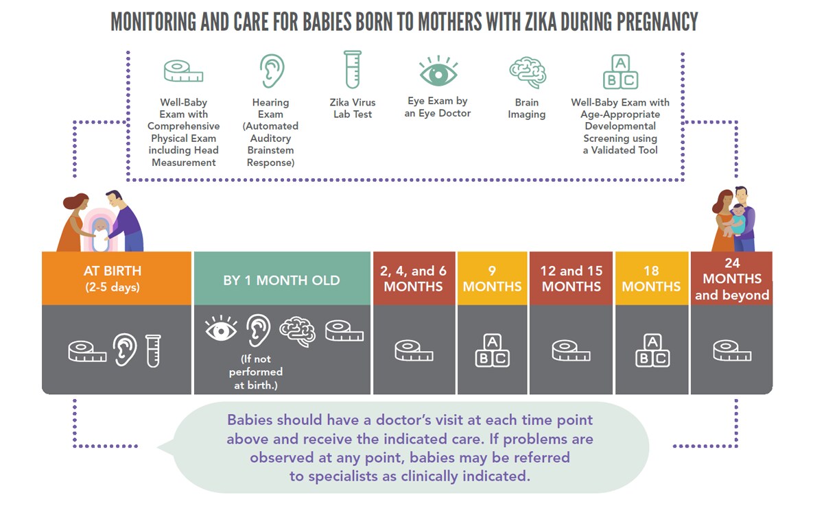  Monitoring and care for babies born to mothers with zika during pregnancy