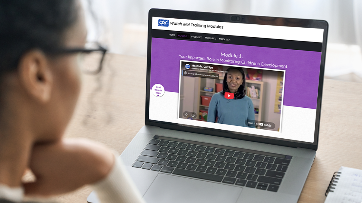 Person taking online training