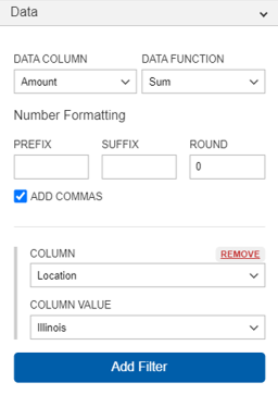 Data - Data Bite Screen capture of the data tab in the data visualization editor