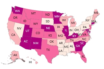 Pink-purple data map palette