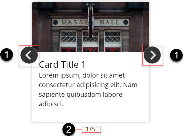 Annotated screen capture of standard slider in mobile viewport