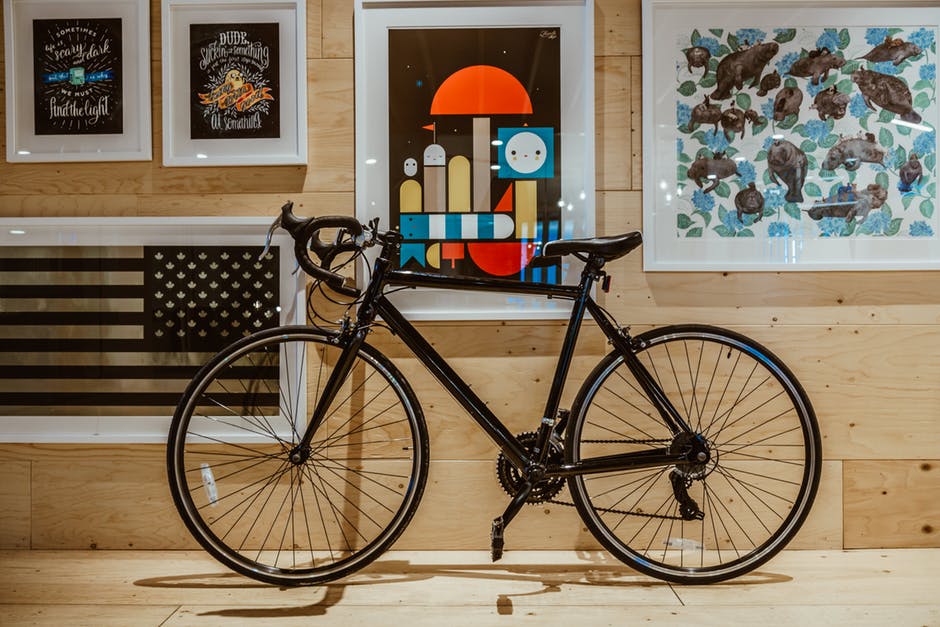 Example image: bicycle in art gallery