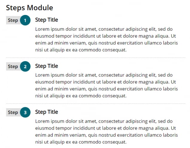 Screencap of example steps module