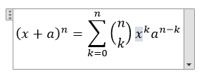 Equation container in Microsoft Word
