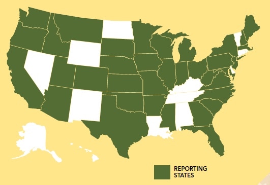 Reporting states: 480 worksites from 408 employers in 36 states submitted ScoreCards