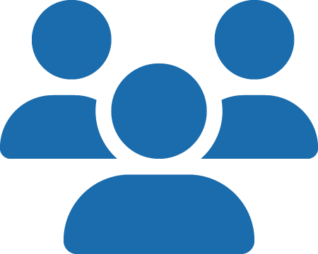 Three blue people icons