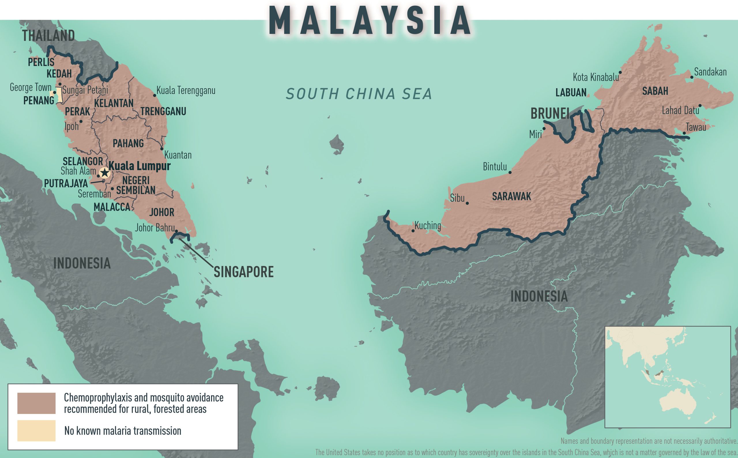 Map: Malaria prevention in Malaysia