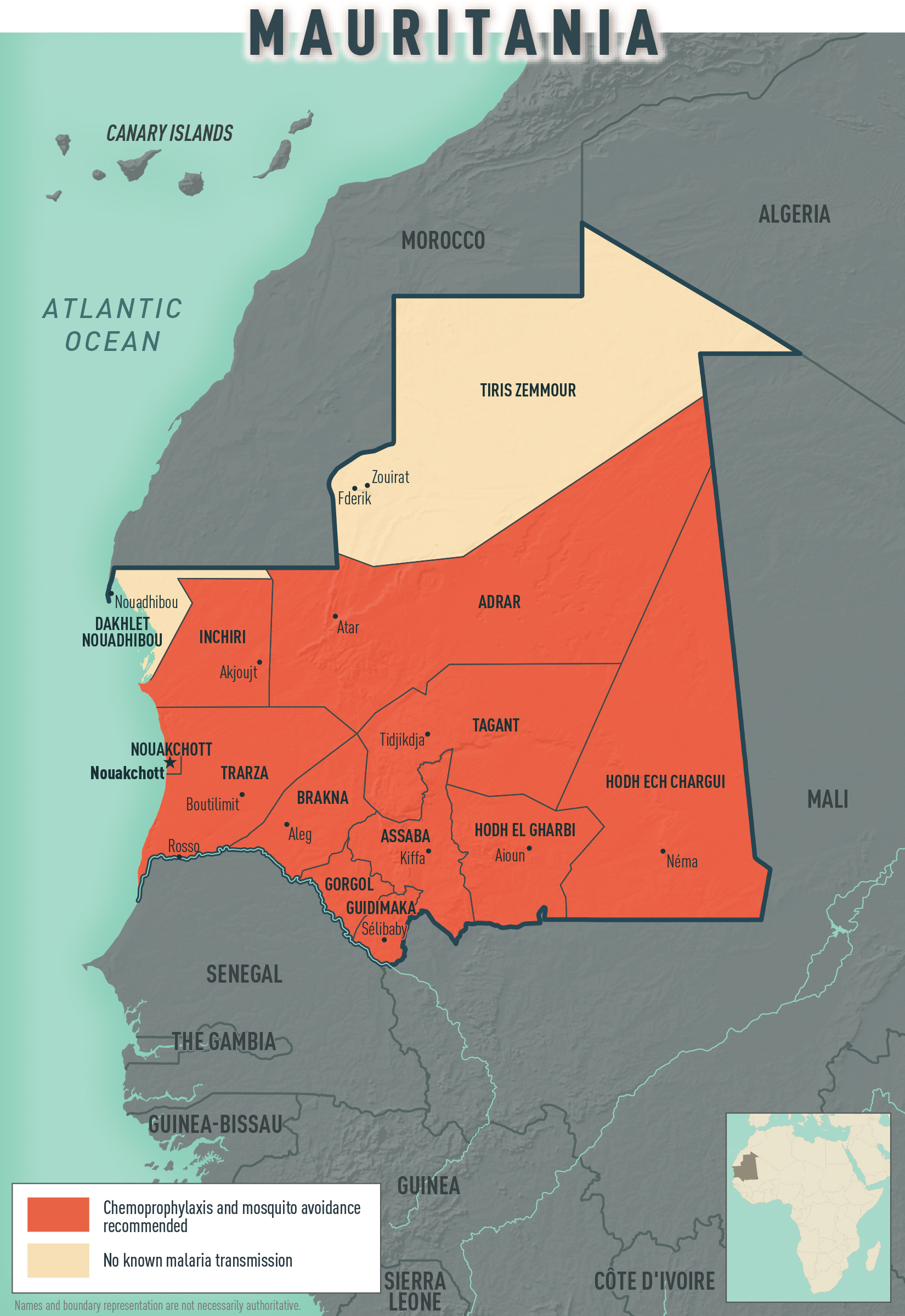 Map: Malaria prevention in Mauritania