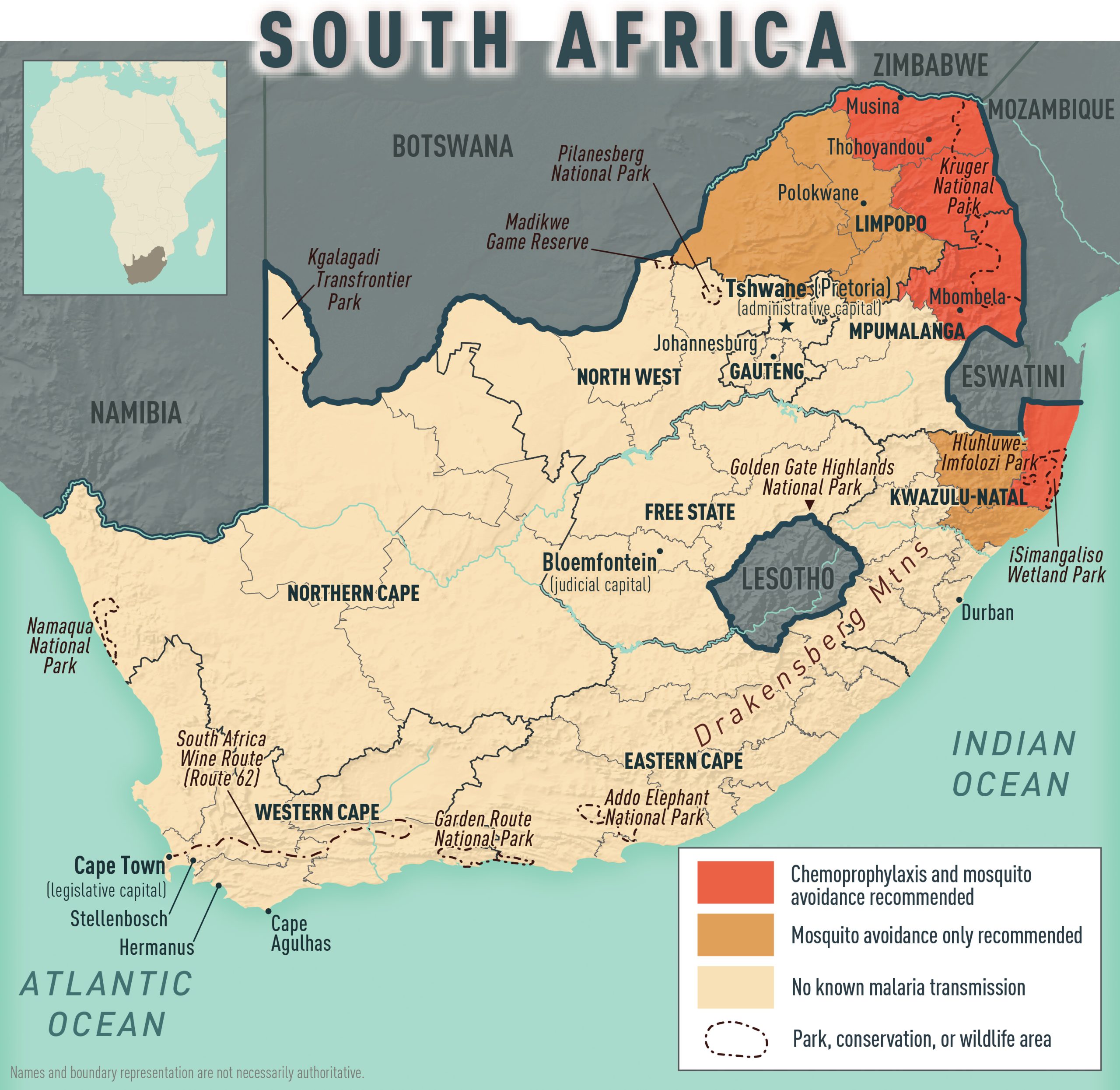 Map: Malaria prevention in South Africa