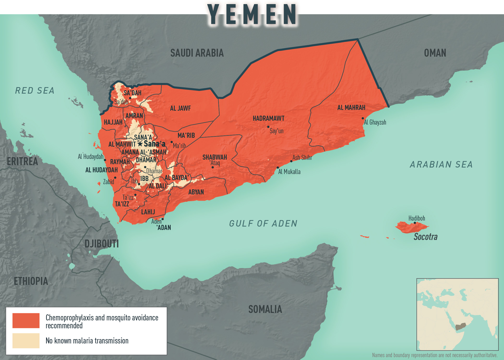 Map: Malaria prevention in Yemen