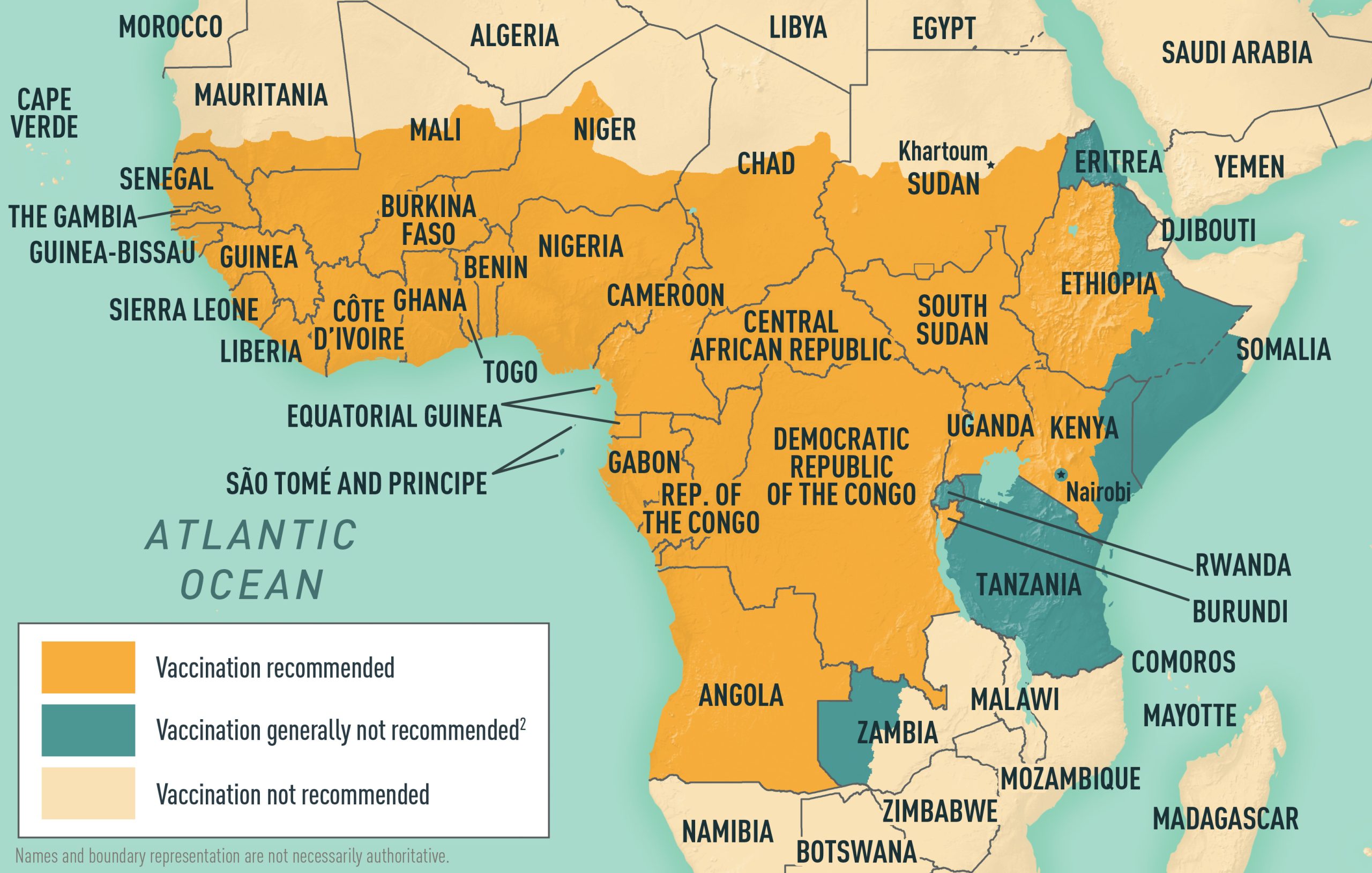 Yellow fever map for Africa