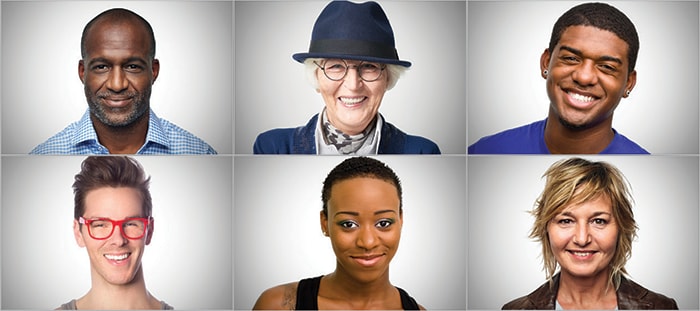 montage of diverse faces